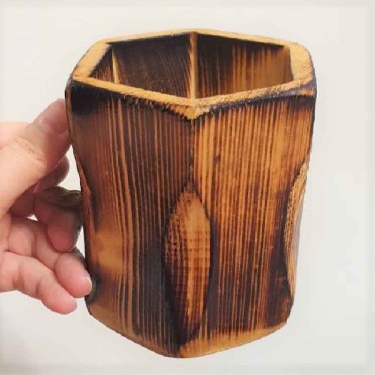 Price and Buy Wooden Makeup Cup Brush Holder Natural Wood Handcrafted