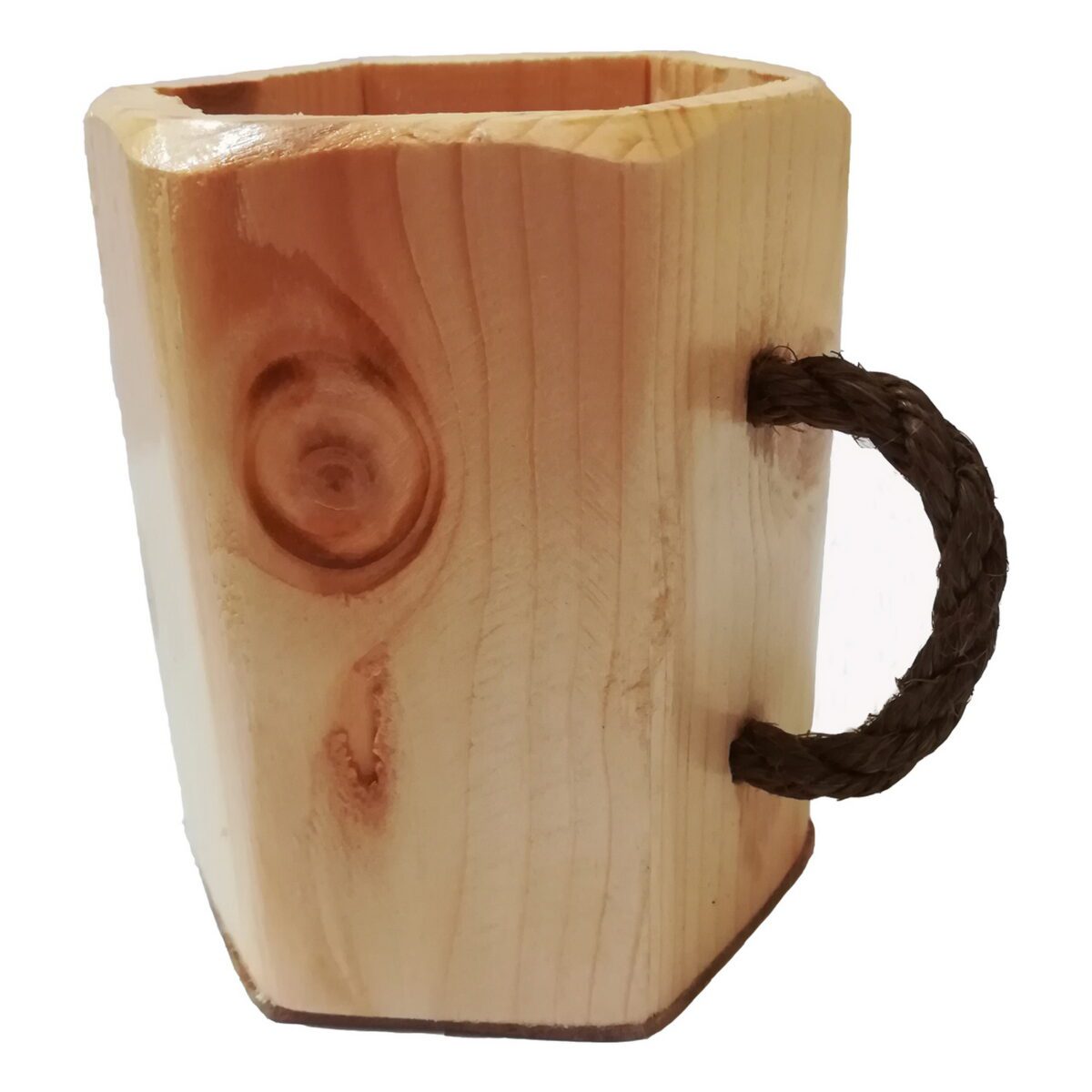 Price and Buy Wooden Makeup Cup Brush Holder Rope Handle Handcrafted Elegance