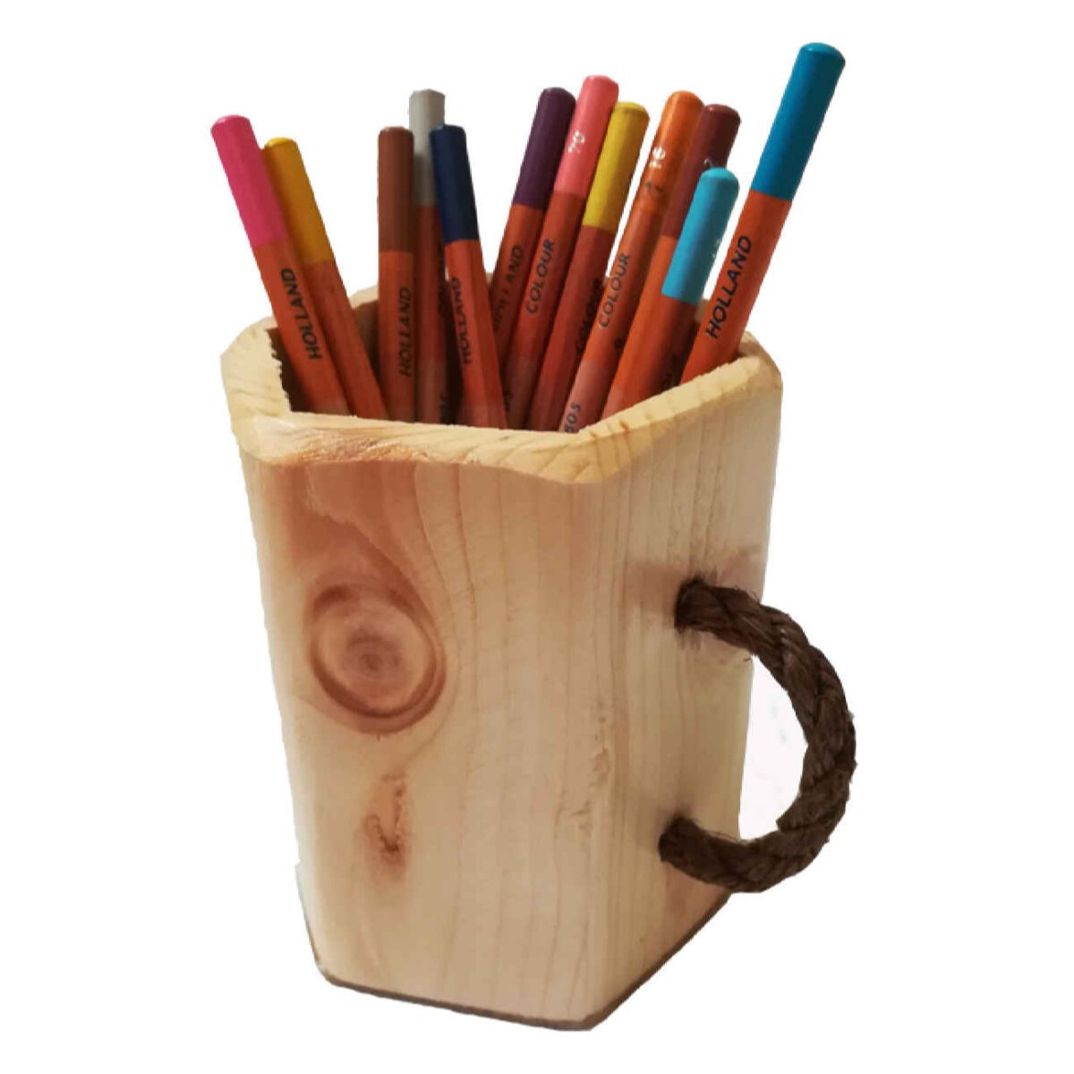 Price and Buy Wooden Makeup Cup Brush Holder Rope Handle Handcrafted Elegance - Image 3