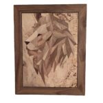 Price and Buy Wooden Marquetry Wall Art – Wood Inlay Panel with Lion Design
