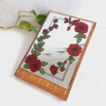 Price and Buy Wooden Mirror Key Hanger with Hand-Painted Red Flowers – Functional Wall Art