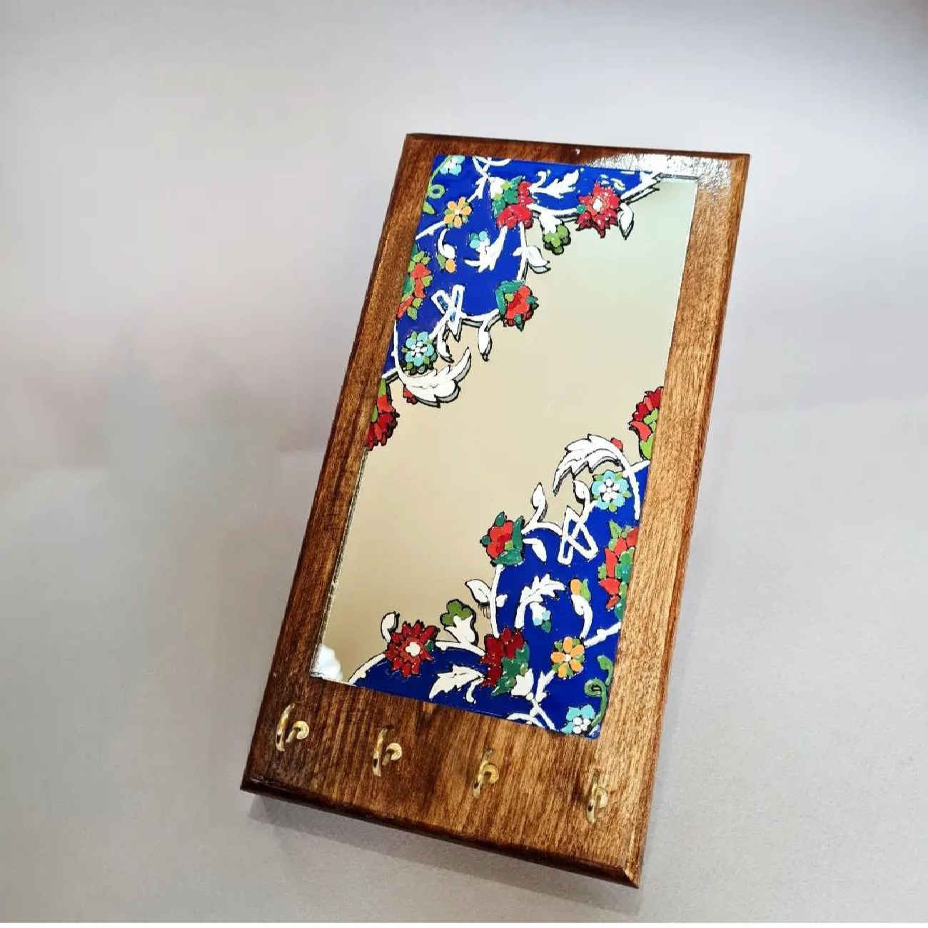 Price and Buy Wooden Mirror Key Holder with Persian Motif – Traditional Handmade Wall Organizer_69033159b9134.jpeg Price and Buy Wooden Mirror Key Holder with Persian Motif – Traditional Handmade Wall Organizer - Image 1