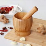 Price and Buy Wooden Mortar & Pestle Set in Natural Bamboo Wood