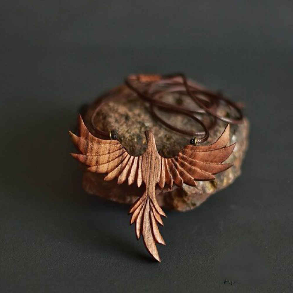 Price and Buy Wooden Necklace Handcrafted with Artistic Style Phoenix - Image 3