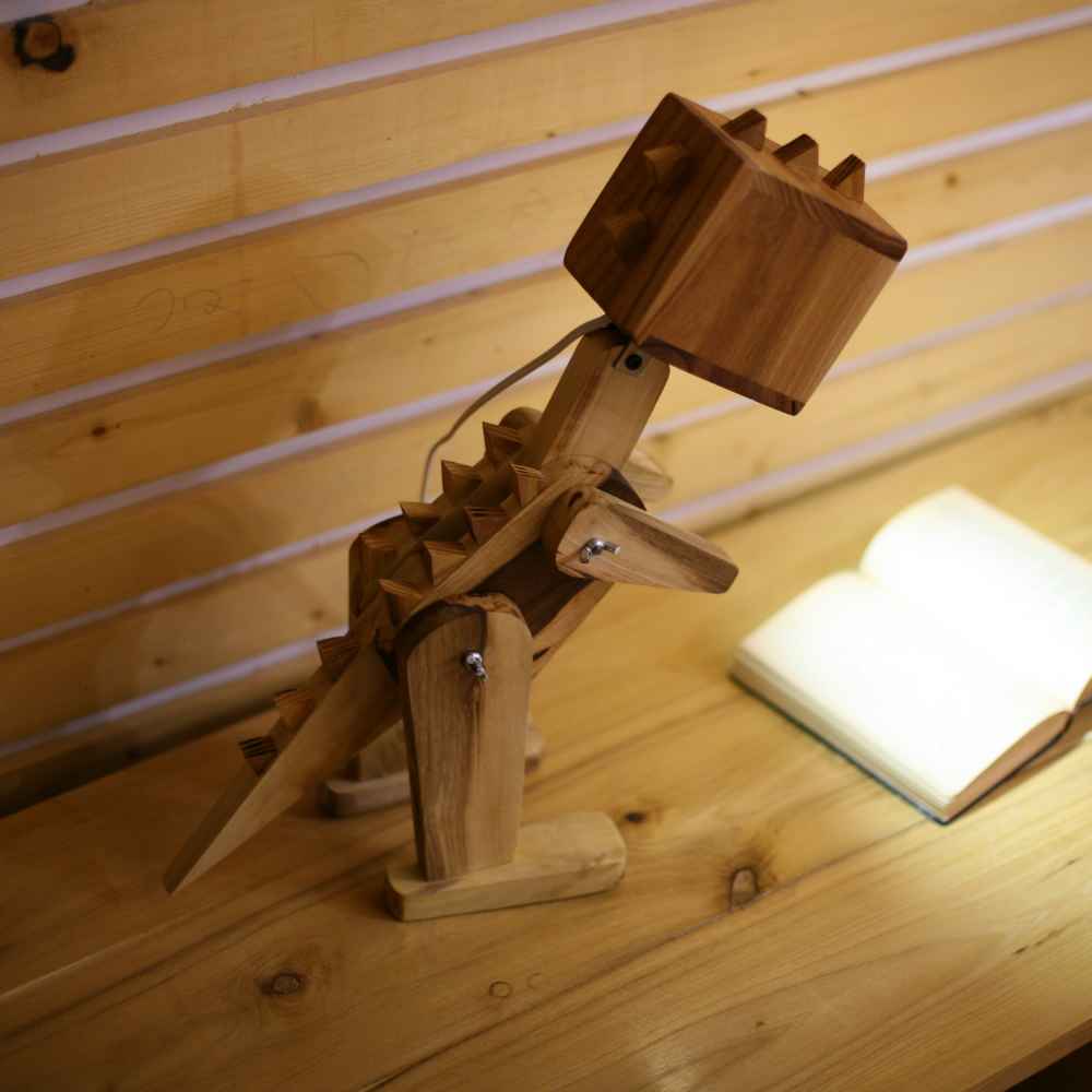Price and Buy Wooden Novelty Desk Lamp Handcrafted and Adjustable Dinosaur Figurine - Image 4