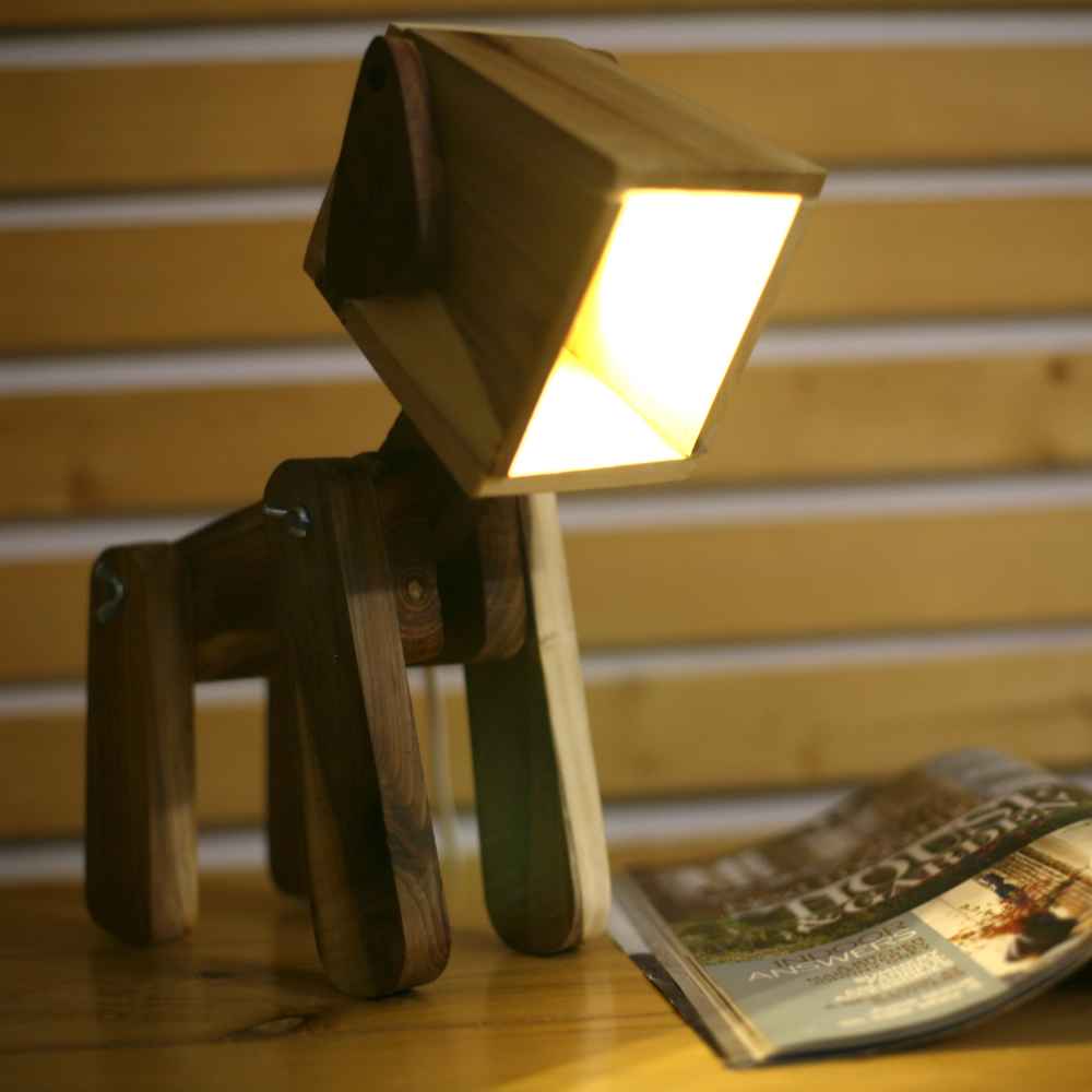 Price and Buy Wooden Novelty Desk Lamp Handcrafted and Adjustable Dog Figurine - Image 3