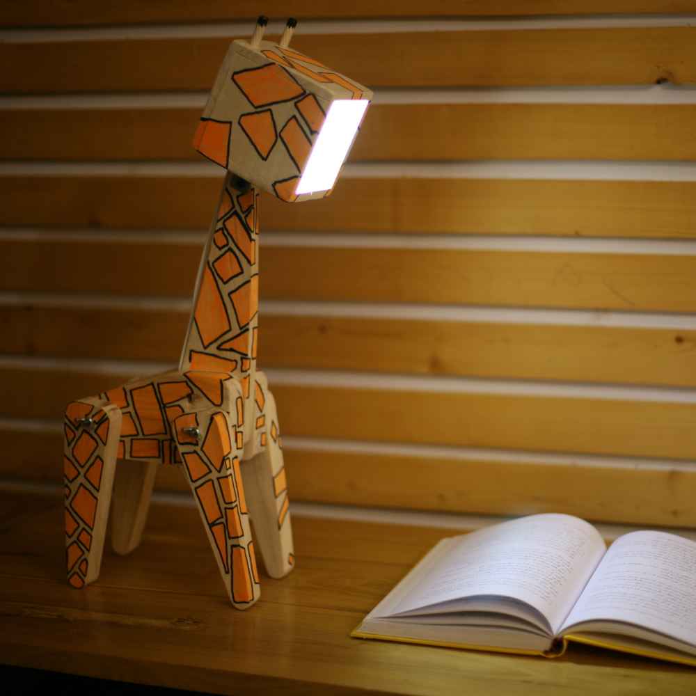 Price and Buy Wooden Novelty Desk Lamp Handcrafted and Adjustable Giraffe Figurine - Image 3