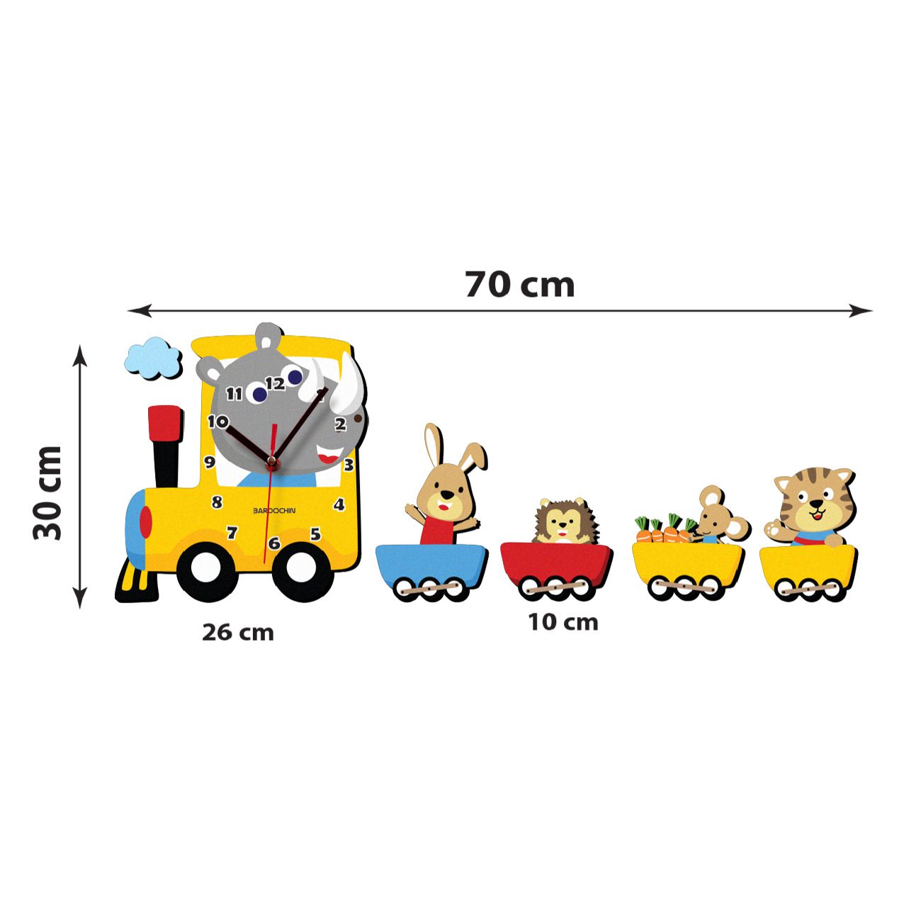 Price and Buy Wooden Nursery Wall Clock for Children’s Room with Animal Train Design - Image 5
