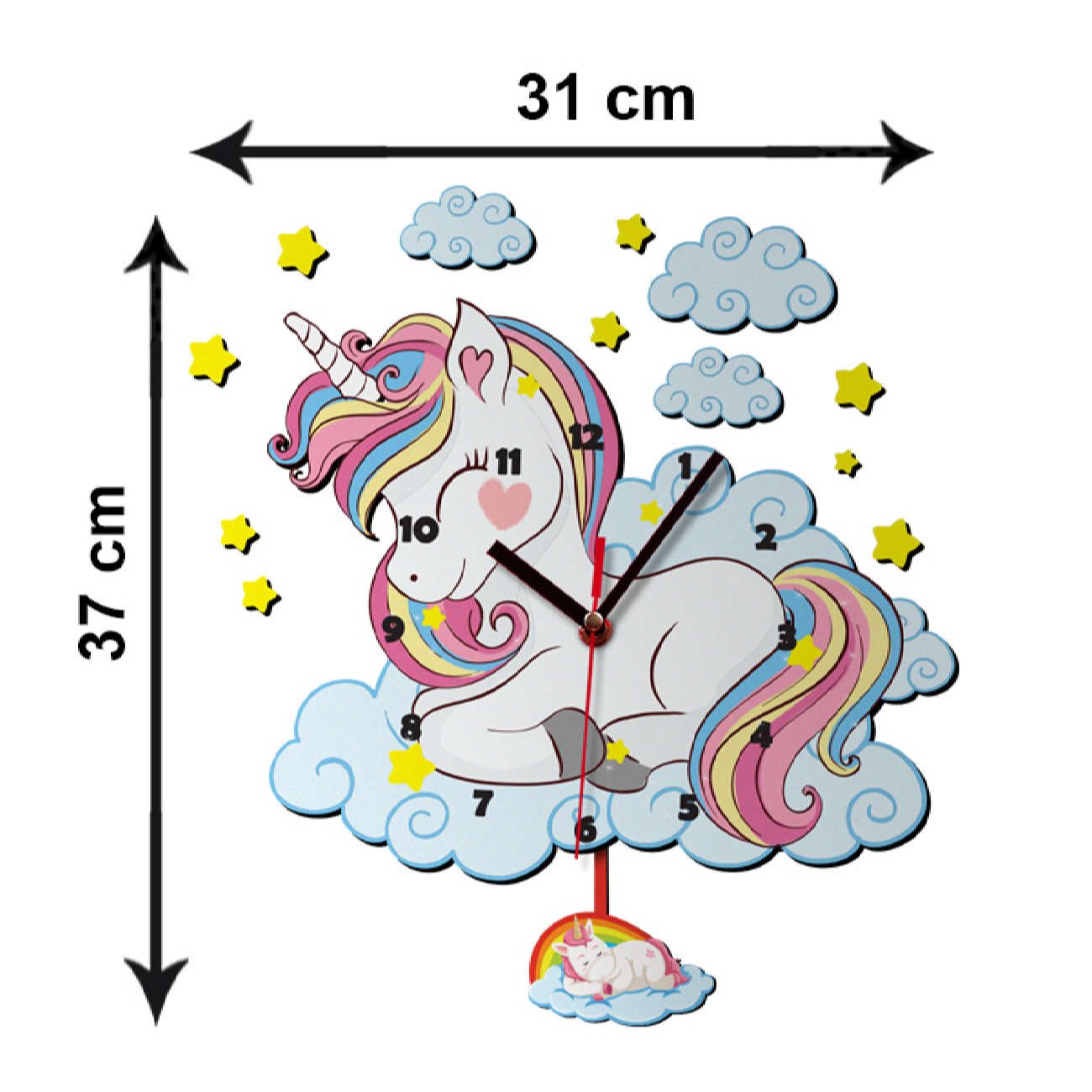 Price and Buy Wooden Nursery Wall Clock for Children’s Room with Unicorn Design - Image 4