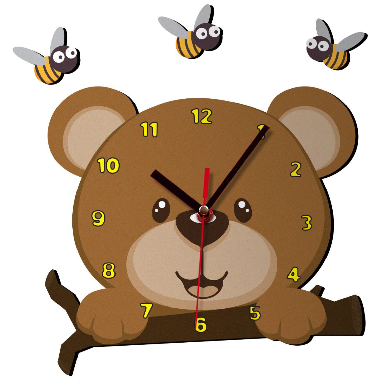 Price and Buy Wooden Nursery Wall Clock with Care Bear Design