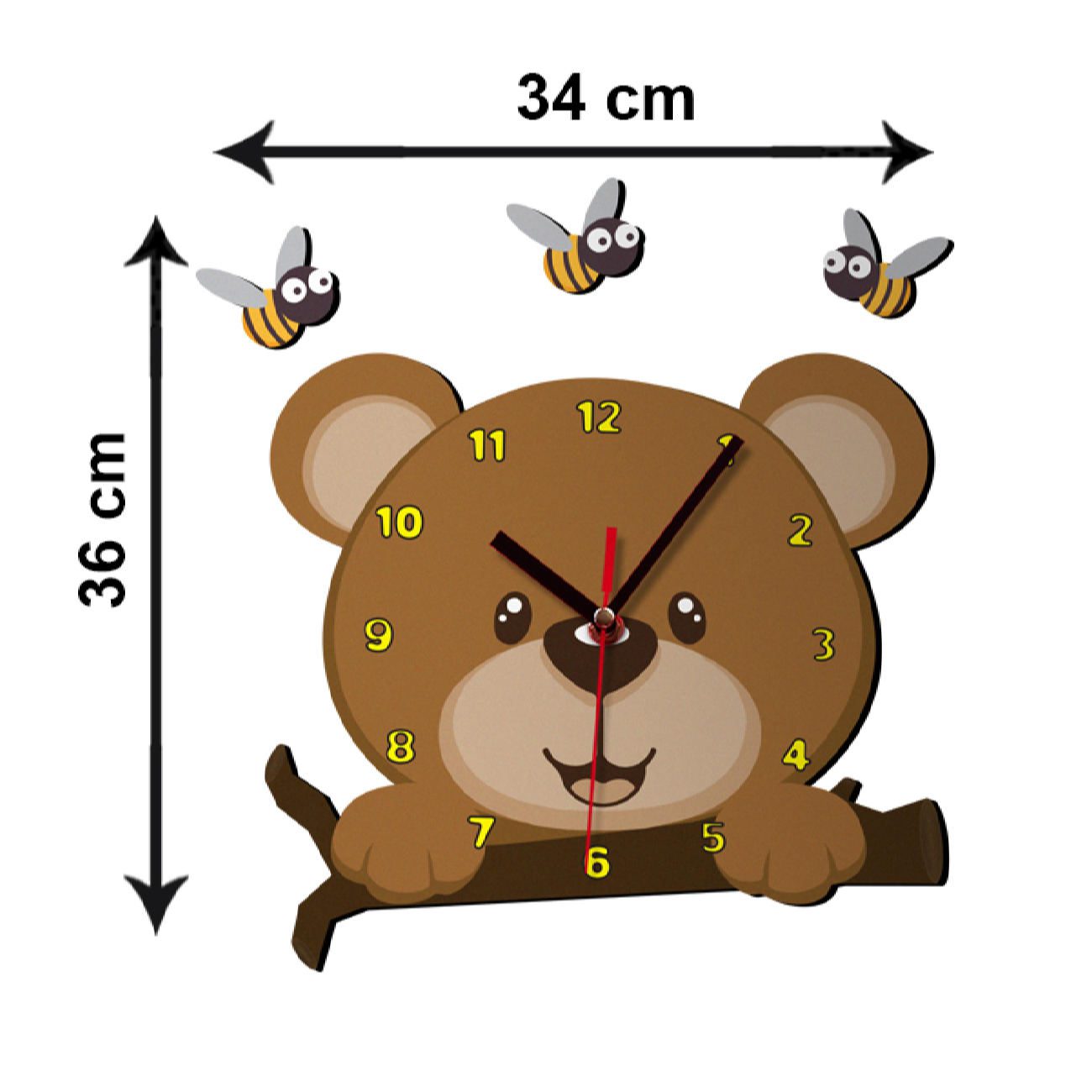 Price and Buy Wooden Nursery Wall Clock with Care Bear Design - Image 4