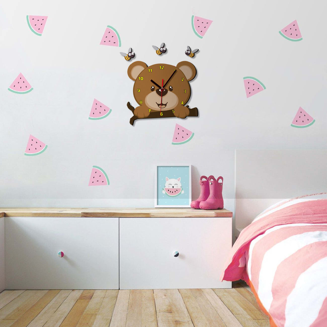 Price and Buy Wooden Nursery Wall Clock with Care Bear Design - Image 5