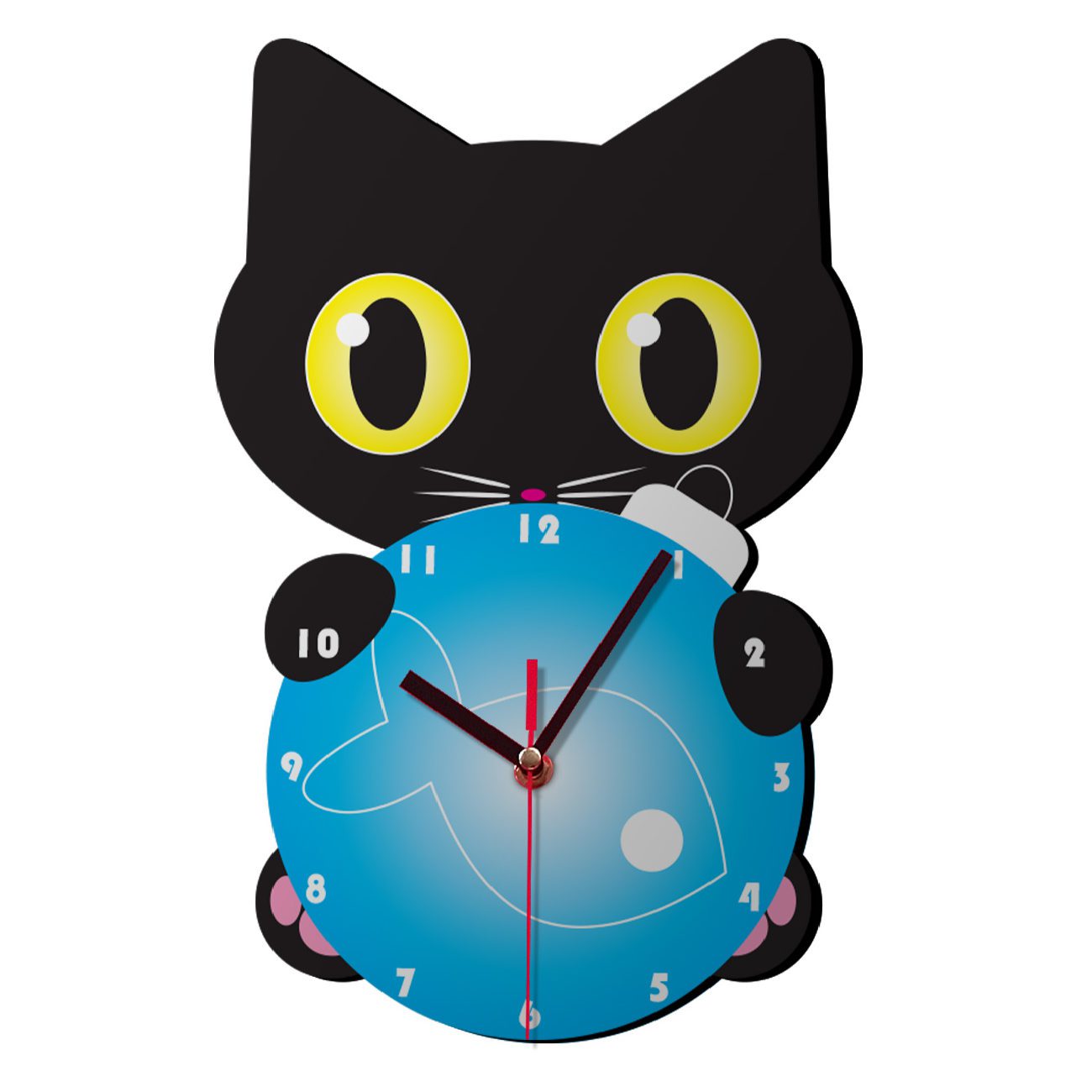 Price and Buy Wooden Nursery Wall Clock with Cute Black Cat Design