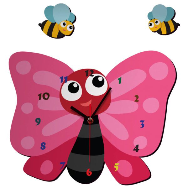 Price and Buy Wooden Nursery Wall Clock with Cute Butterfly Design_68fff587a3af3.jpeg Price and Buy Wooden Nursery Wall Clock with Cute Butterfly Design