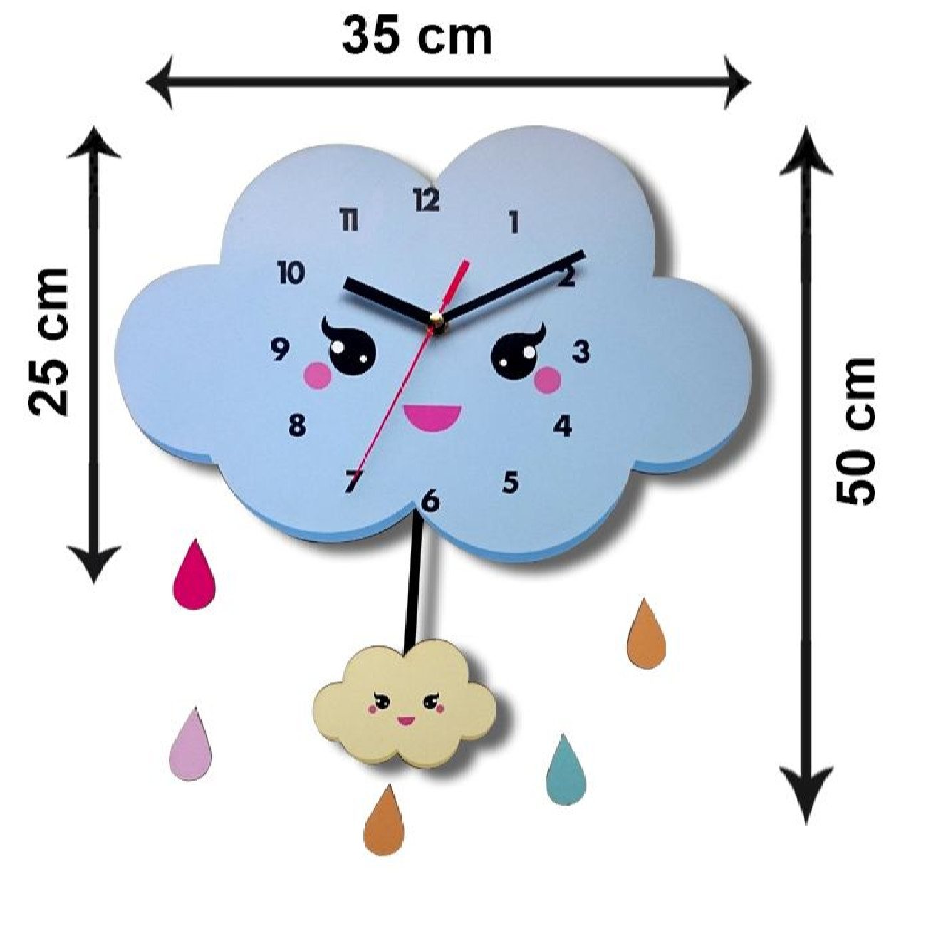 Price and Buy Wooden Nursery Wall Clock with  Happy Cloud Design - Image 4
