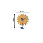 Price and Buy Wooden Nursery Wall Clock with Pendulum – Sun & Cloud Themed Deco - Image 3