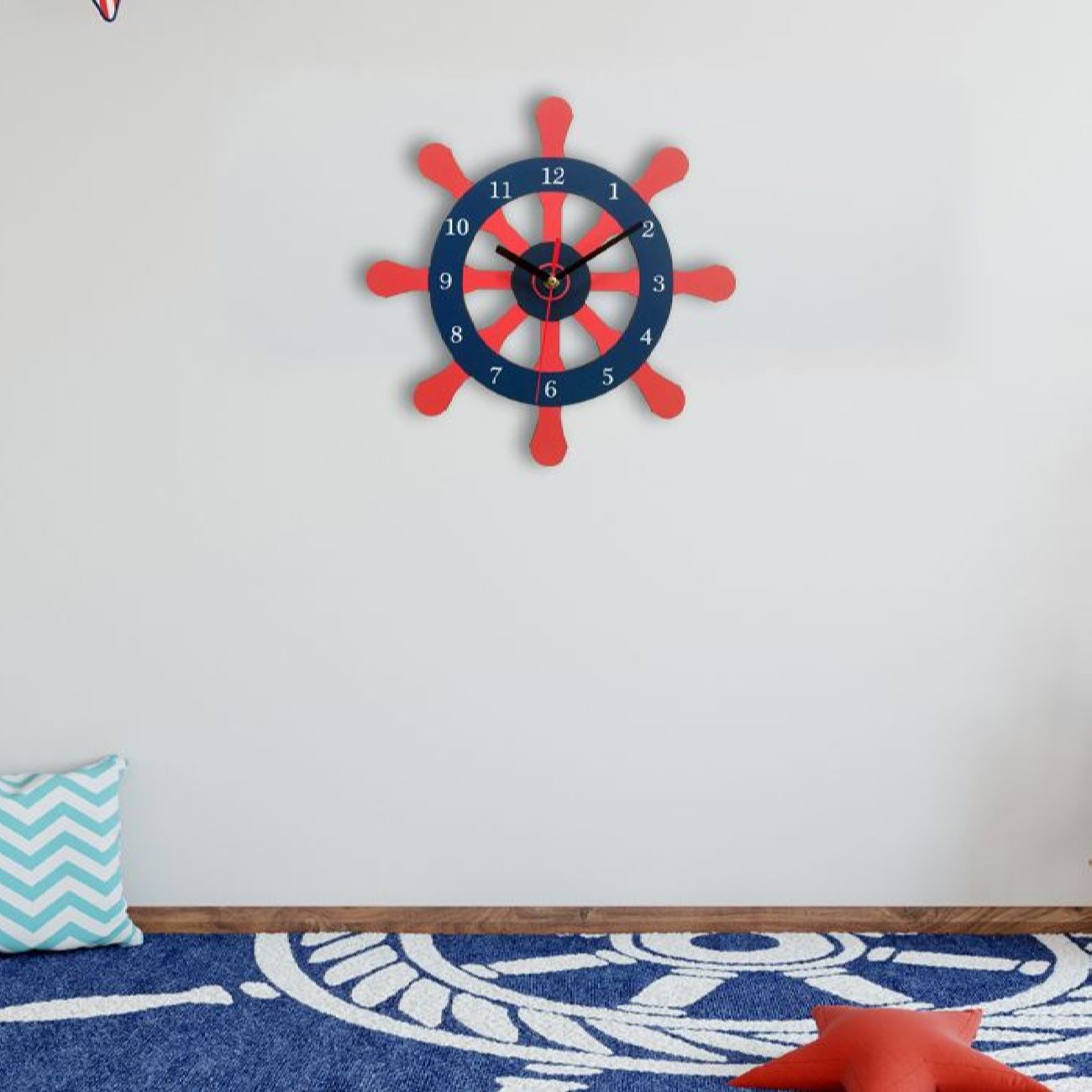 Price and Buy Wooden Nursery Wall Clock with Ship Wheel Design - Image 5