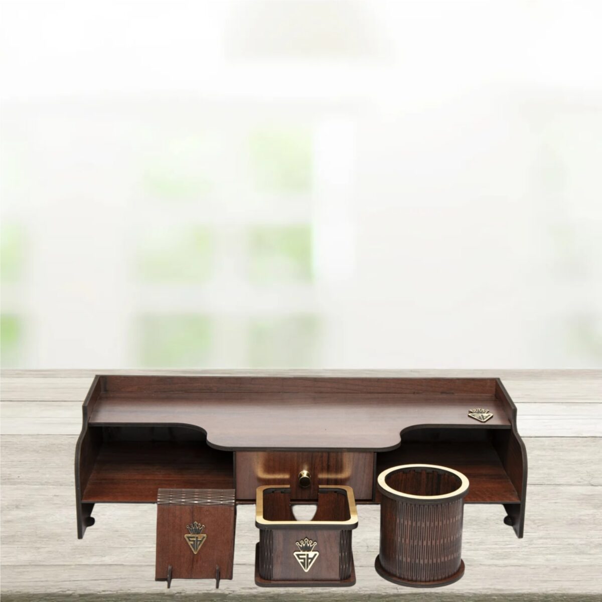 Price and Buy Wooden Office Desk Organizer Accessories – Model Saha (5pcs)