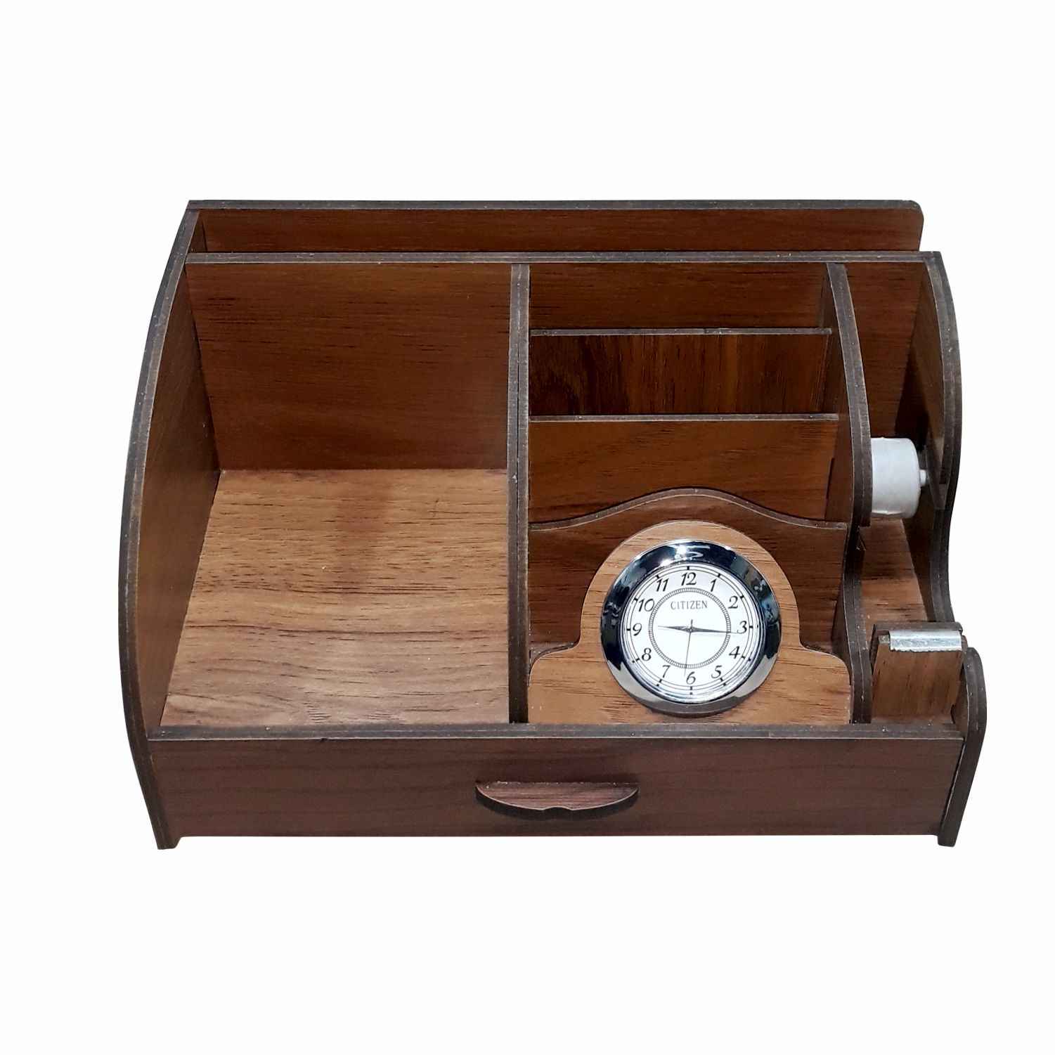 Price and Buy Wooden Office Desk Organizer with Built-in Clock_68ffd432efbd9.jpeg Price and Buy Wooden Office Desk Organizer with Built-in Clock - Image 1