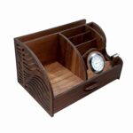 Price and Buy Wooden Office Desk Organizer with Built-in Clock - Image 3