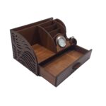 Price and Buy Wooden Office Desk Organizer with Built-in Clock - Image 7