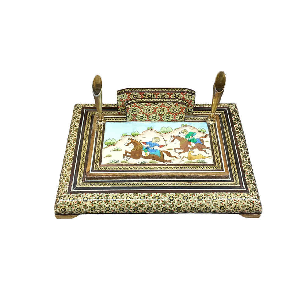 Price and Buy Wooden Pen Stand – Khatamkari Style, Asatiri Design