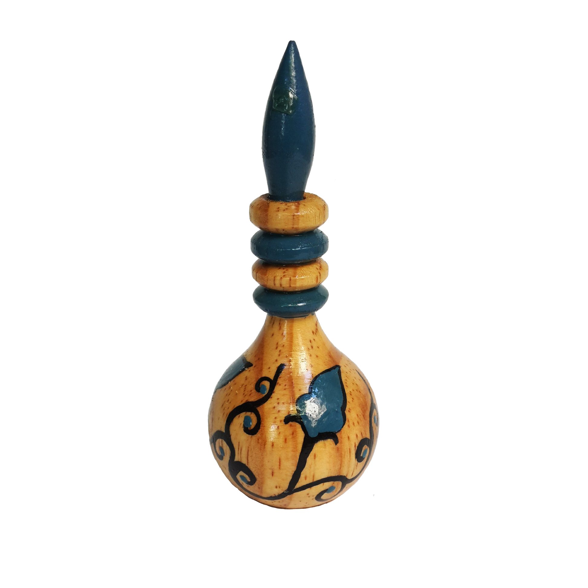 Price and Buy Wooden Persian Surma Dani Container for Keeping Kohl Floral Blue (x2)