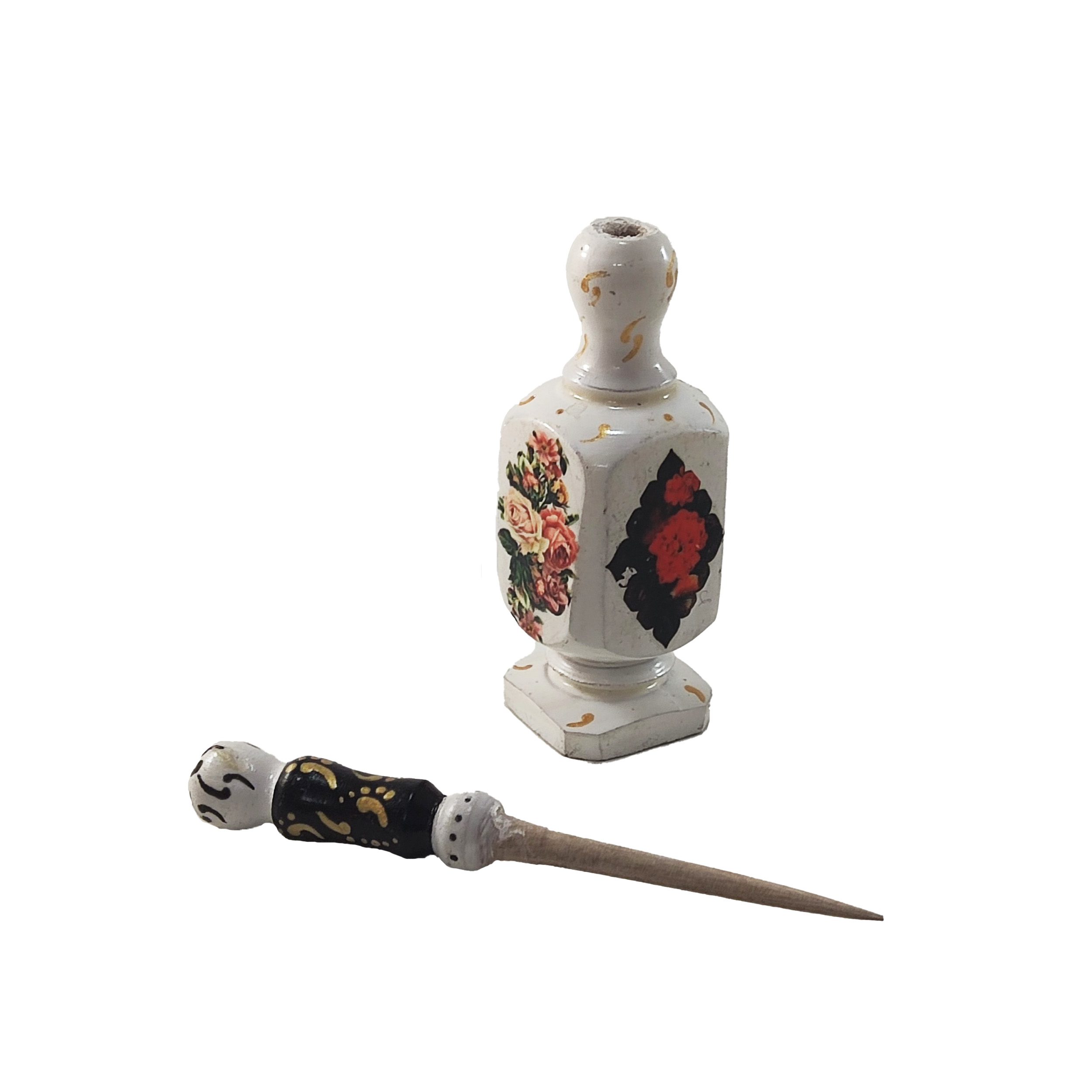 Price and Buy Wooden Persian Surma Dani Container for Keeping Kohl Floral Design (x2) - Image 6