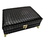 Price and Buy Wooden Sewing Kit Organizer with Faux Leather Accent