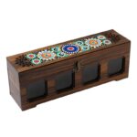 Price and Buy Wooden Spice Rack Organizer with 4 Jars – Persian Inspired Rastag