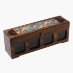 Price and Buy Wooden Spice Rack with 4 Jars – Persian Inspired Ramina