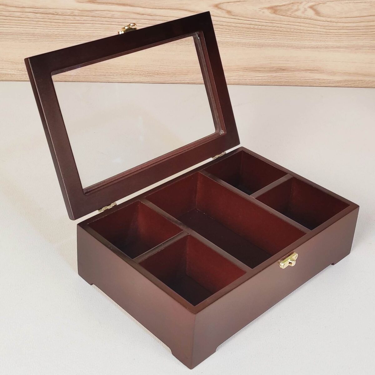 Price and Buy Wooden Tea Box with Clear Viewing Window - Image 5