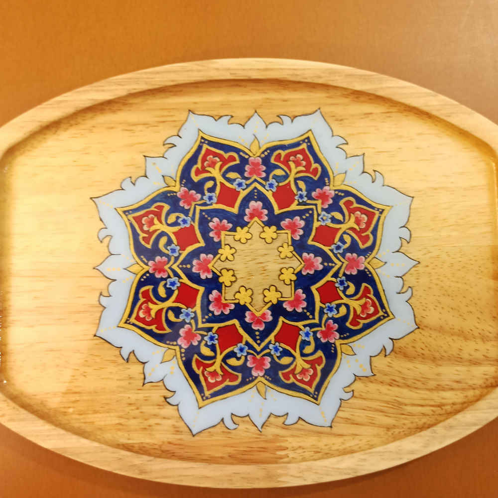 Price and Buy Wooden Tea Serving Tray – Tazhib Design | Ideal for Tea, Coffee & Snacks - Image 4