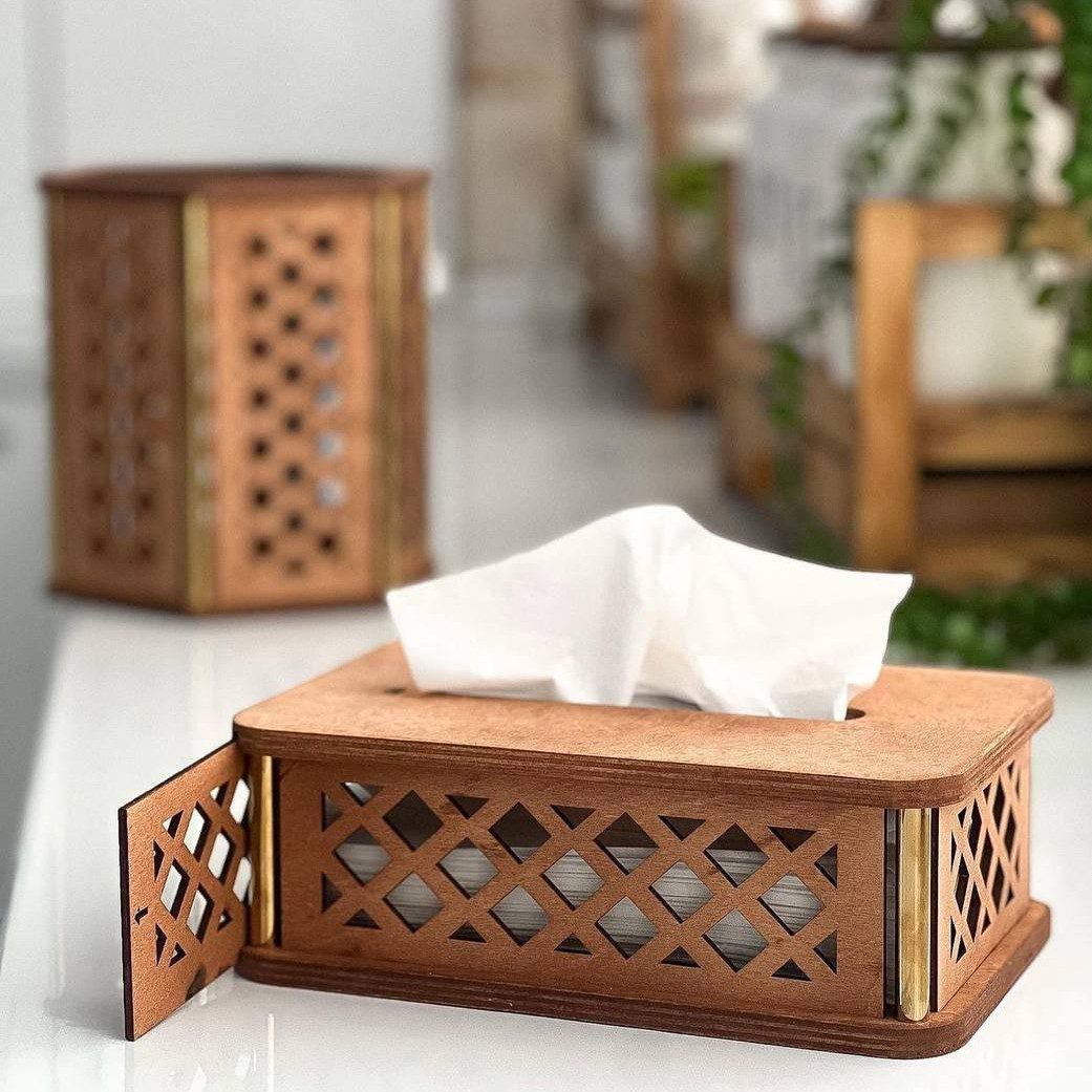 Price and Buy Wooden Tissue Box Cover – Intricate Geometric Carvings for Modern Style - Image 3