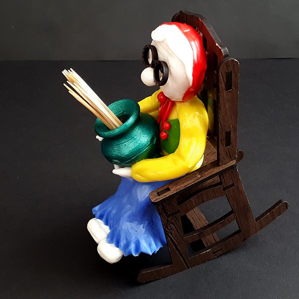 Price and Buy Wooden Toothpick Holder with Old Woman on Chair Design - Image 4