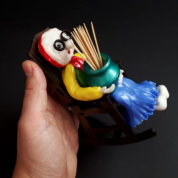 Price and Buy Wooden Toothpick Holder with Old Woman on Chair Design - Image 6