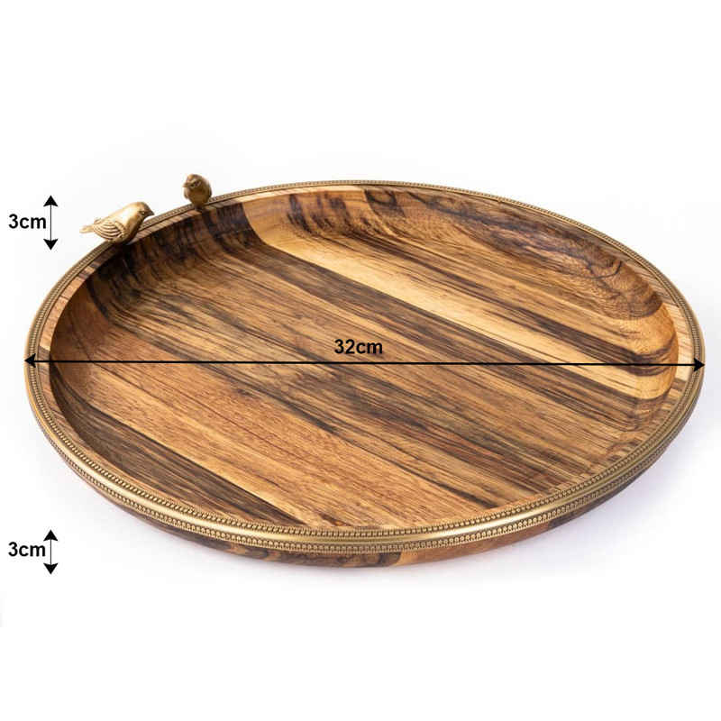 Price and Buy Wooden Tray with Golden Border & Bird Motif – Decorative & Practical - Image 3