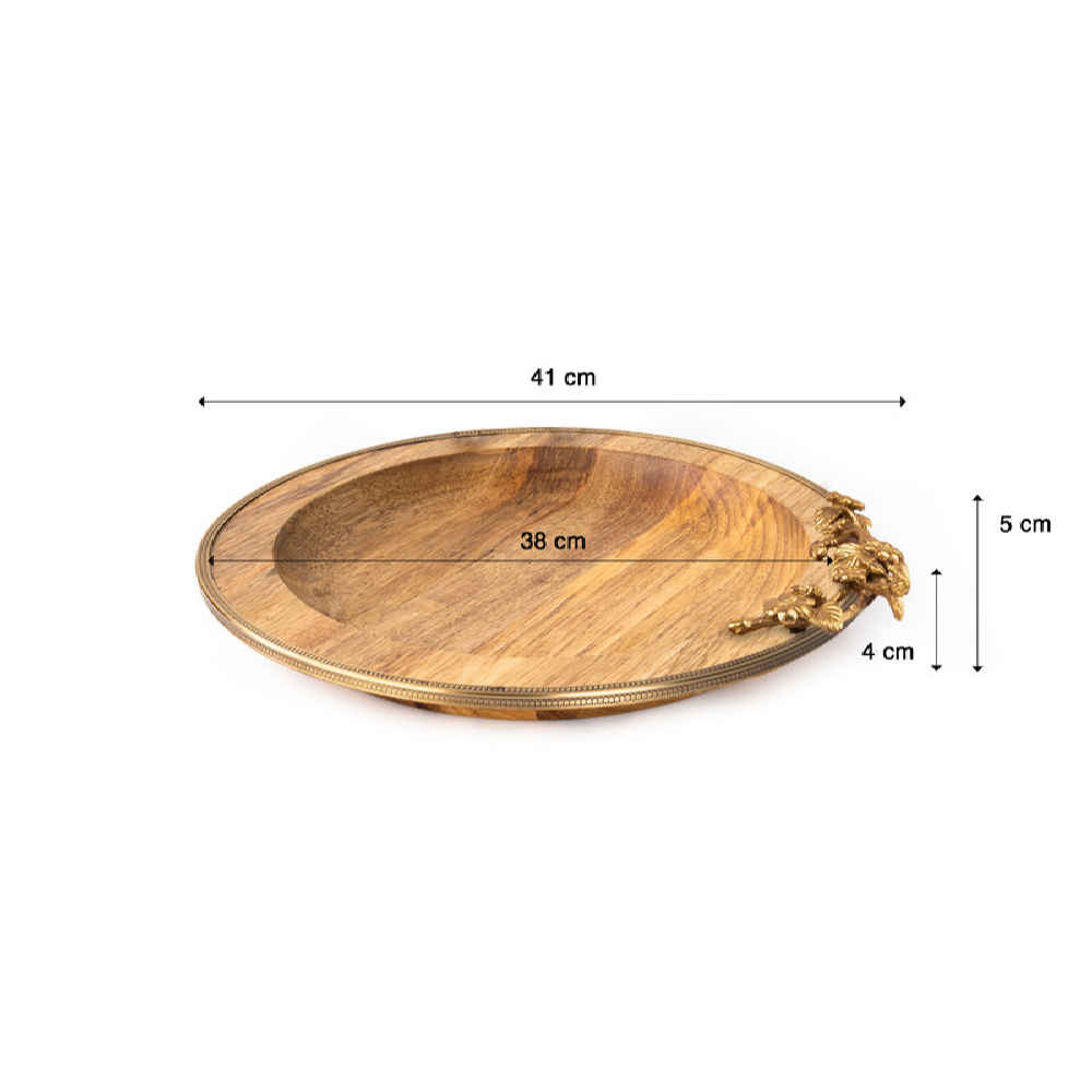 Price and Buy Wooden Tray with Golden Border & Floral Design – Elegant & Giftable - Image 3