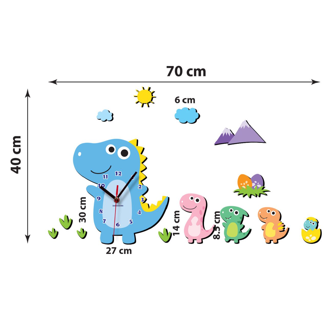 Price and Buy Wooden Wall Clock for Children’s Room Model Dinosaur - Image 3