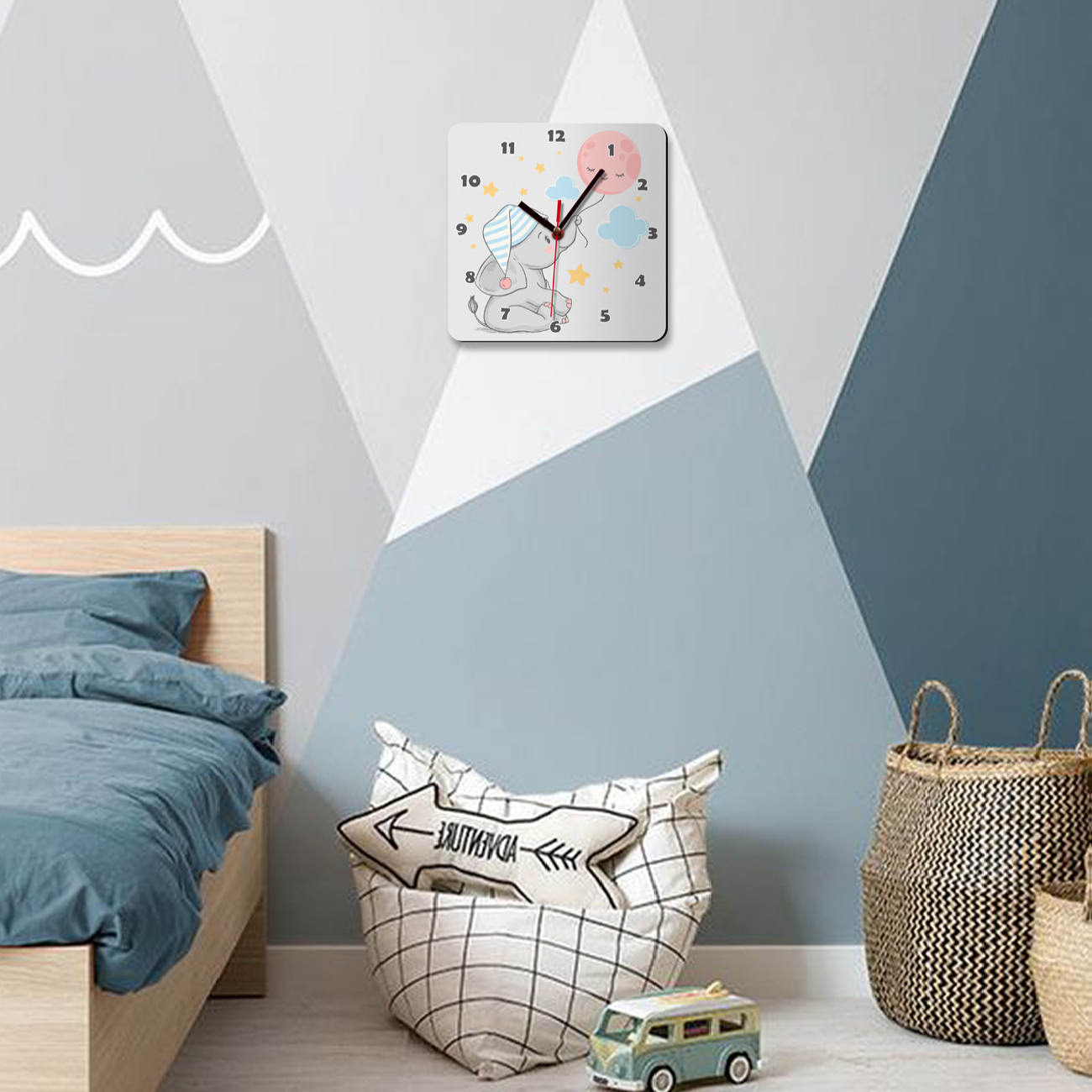 Price and Buy Wooden Wall Clock for Children’s Room Model Little Elephant - Image 4