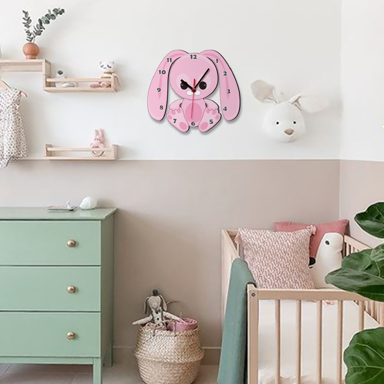 Price and Buy Wooden Wall Clock for Children’s Room Model Rabbit - Image 4