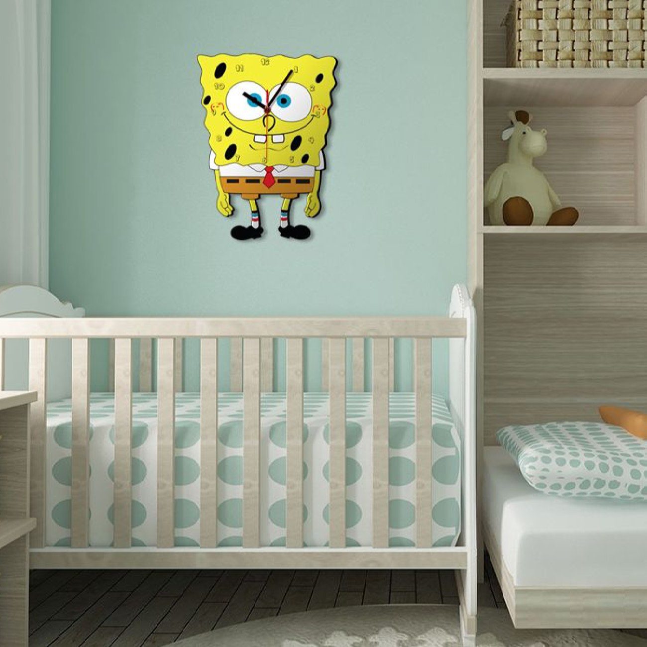 Price and Buy Wooden Wall Clock for Children’s Room Model SpongeBob - Image 3
