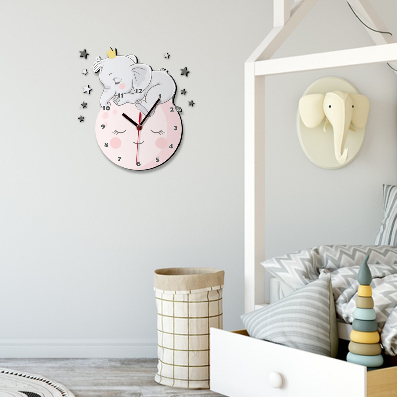 Price and Buy Wooden Wall Clock for Children’s Room with Elephant Design - Image 3