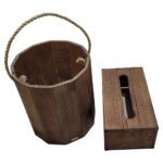 Price and Buy Wooden Waste Basket & Tissue Box Set – Linda