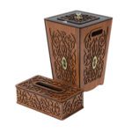 Price and Buy Wooden Waste Basket & Tissue Box Set – Traditional Design
