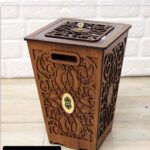Price and Buy Wooden Waste Basket & Tissue Box Set – Traditional Design - Image 3