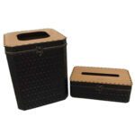 Price and Buy Wooden Waste Basket & Tissue Box Set with Hinged Lid - Image 3