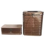 Price and Buy Wooden Waste Basket & Tissue Box Set with Hinged Lid - Image 5