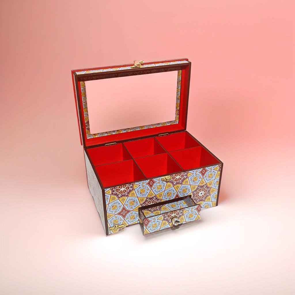 Price and Buy Wooden Watch Box – 2 Tiers, 6 Slots, Inspired by Persian Art - Image 3