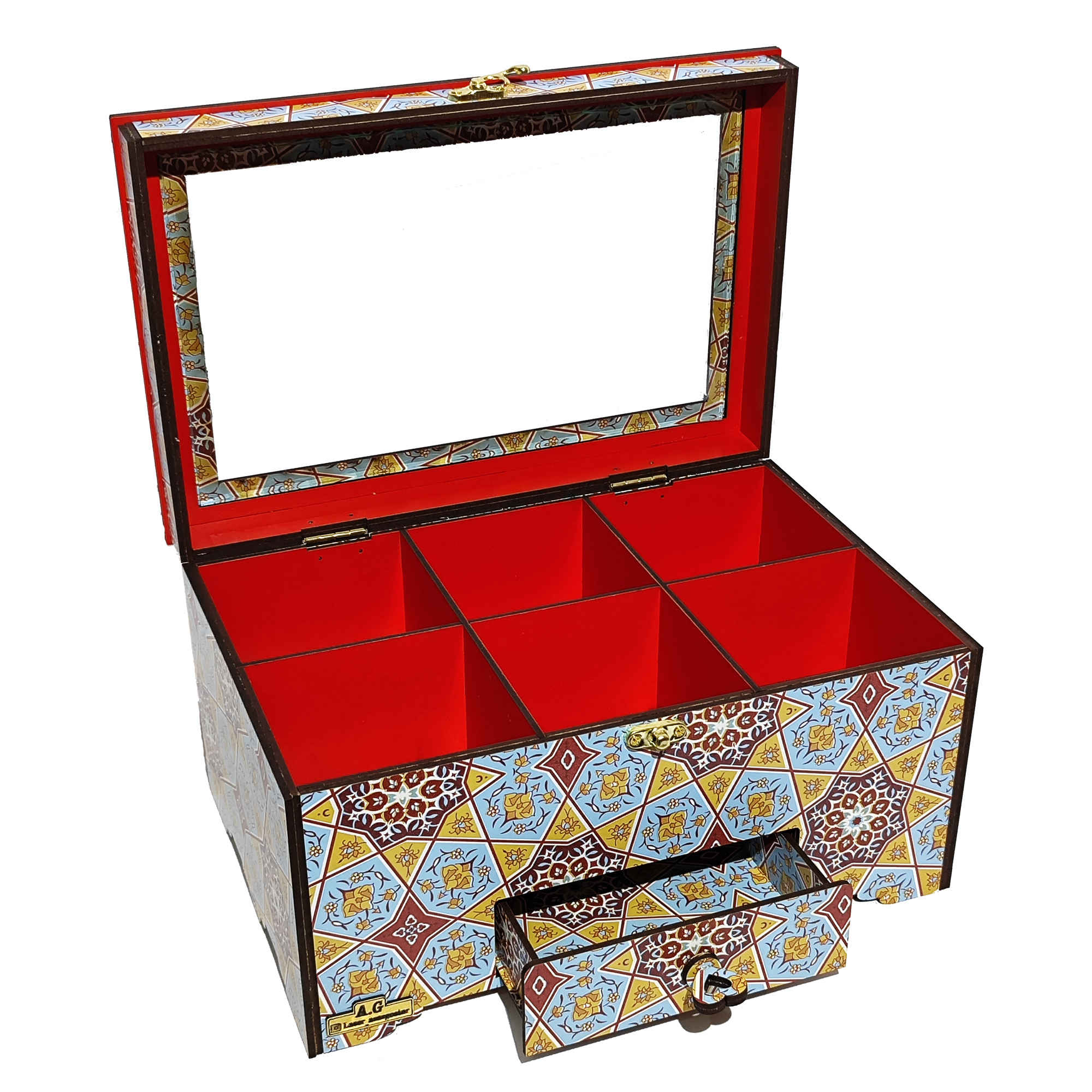 Price and Buy Wooden Watch Box – 2 Tiers, 6 Slots, Inspired by Persian Art - Image 4